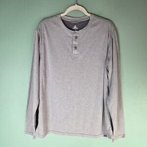 Ascend Mens Large Gray Long Sleeve Henley Crewneck Shirt Basic Layering